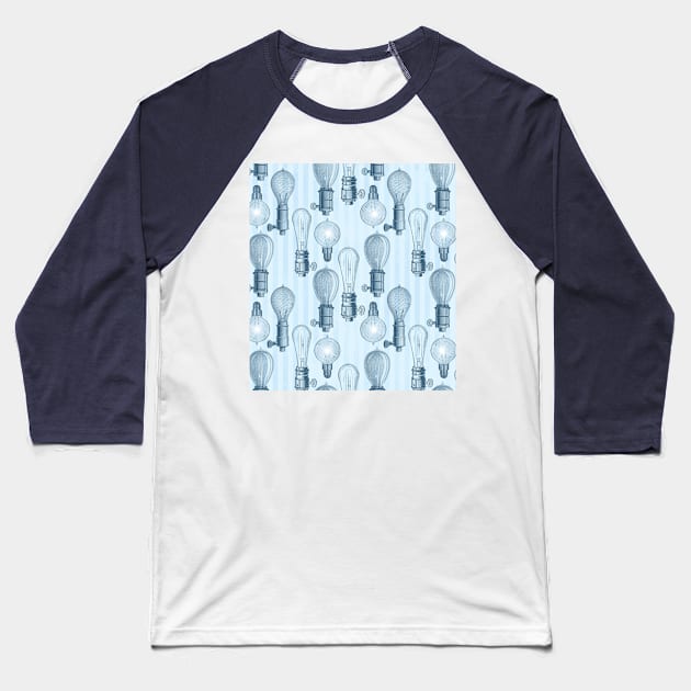 Vintage Light Bulbs in Blue Baseball T-Shirt by allthumbs